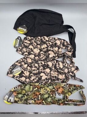 Pugs Apparel Head Wrap Skull Caps Biker Durags Skulls Camo Black Lot Of 4 NWT